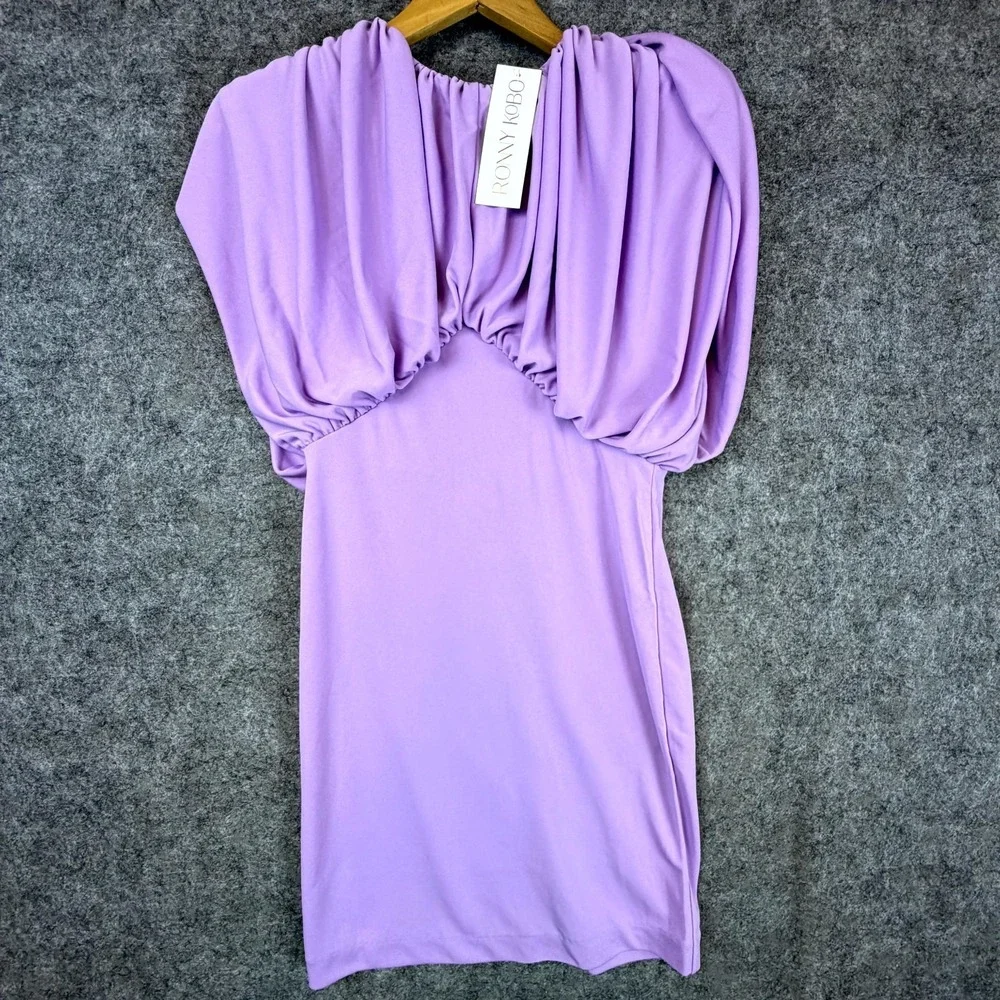 Ronny Kobo Kelly Mini Dress Womens Small Lavender‎ Drapey Soft Glam Balletcore